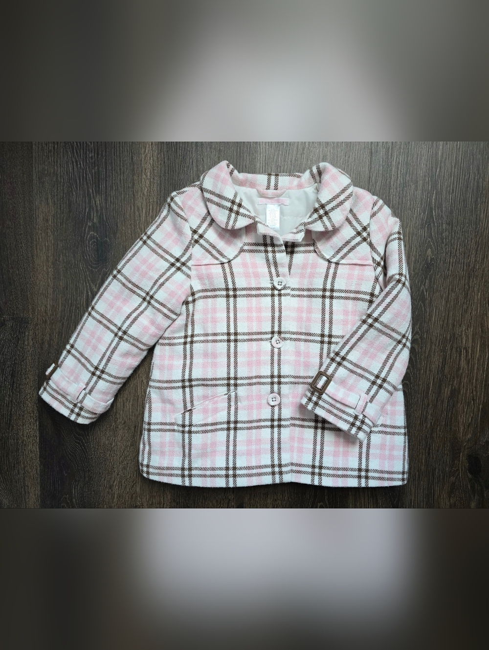 Janie & Jack vintage pink plaid wool coat